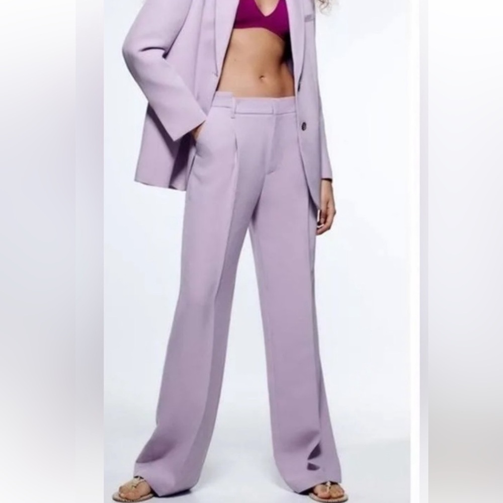 Zara Wide Leg Pleated Dress Pant-Lavender